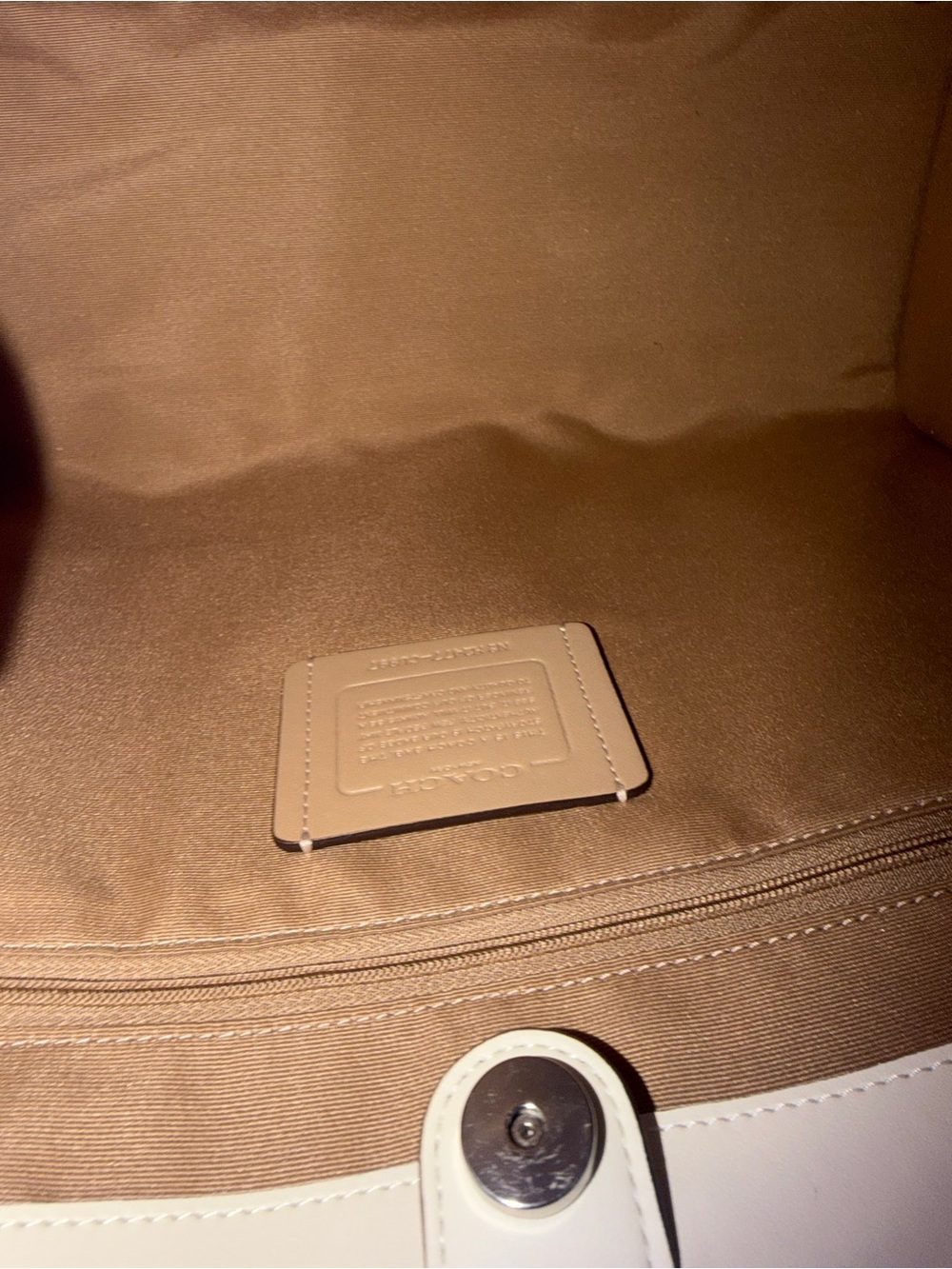 Coach White Pebbled Leather Tote with Brown Logo Webbing Straps - Picture 7 of 7